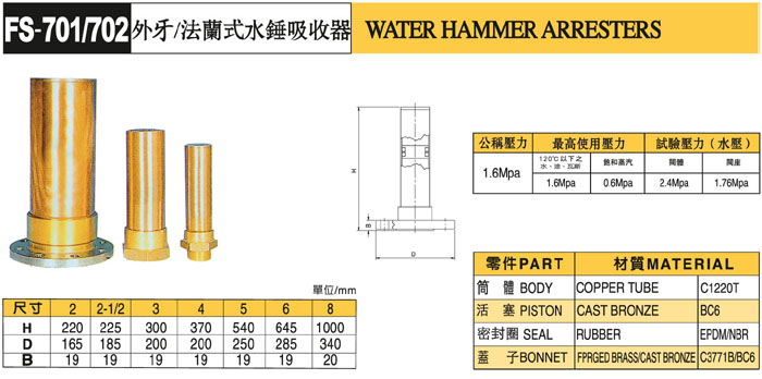 巴赫BACH法蘭水錘吸收器